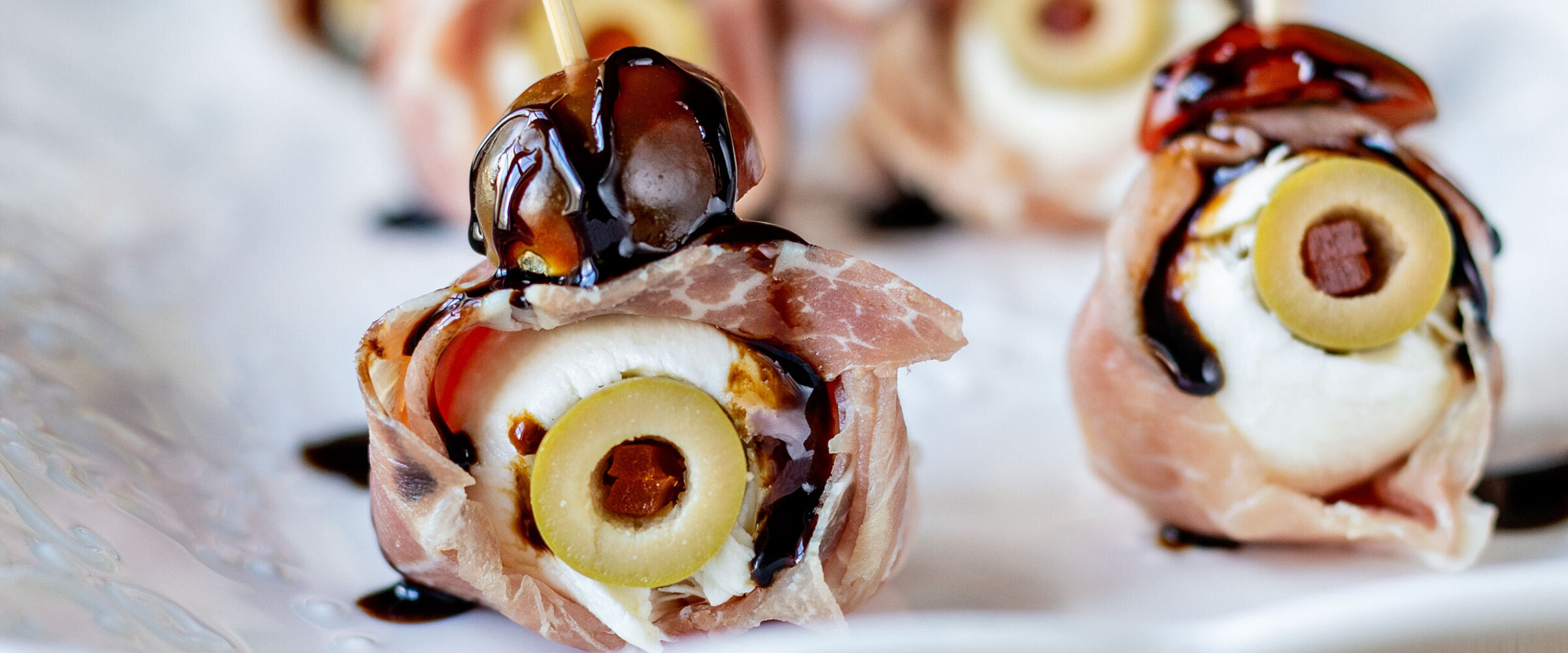 Close-up image of a spooky eyebites for Halloween.