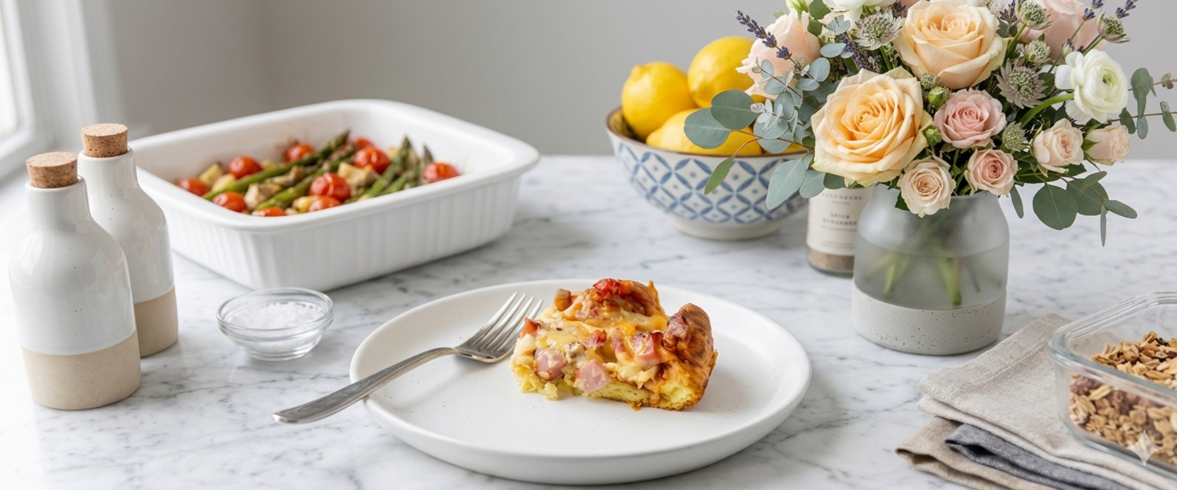 Closeup of a breakfast casserole