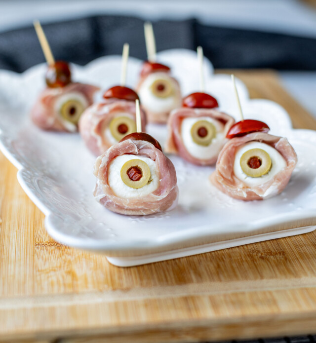 Close-up image of a spooky eyebites for Halloween.