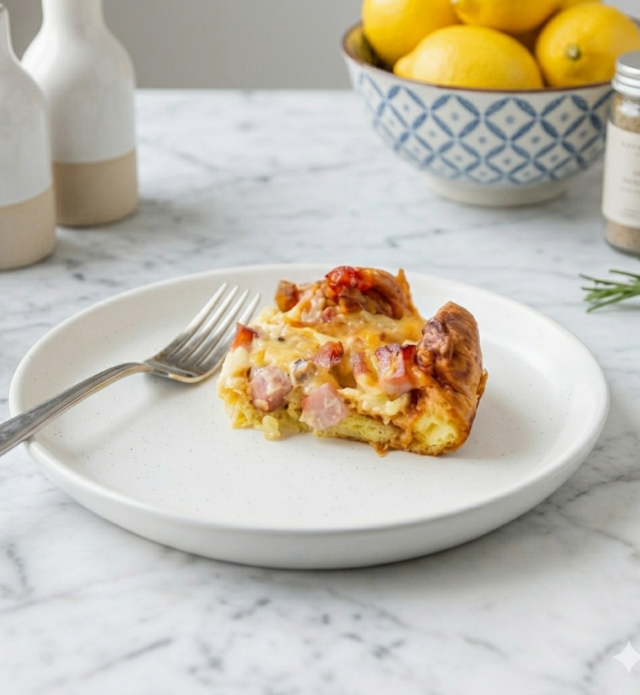 Closeup of a breakfast casserole