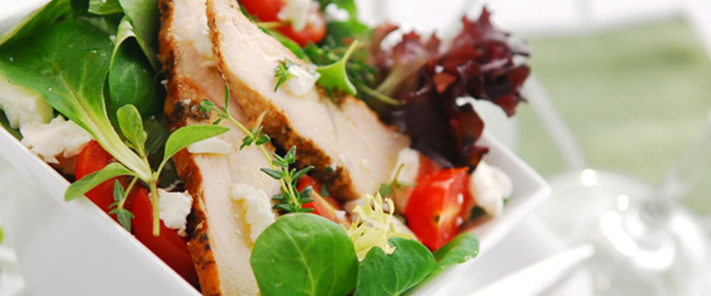 Close-up of a chicken salad wrap.