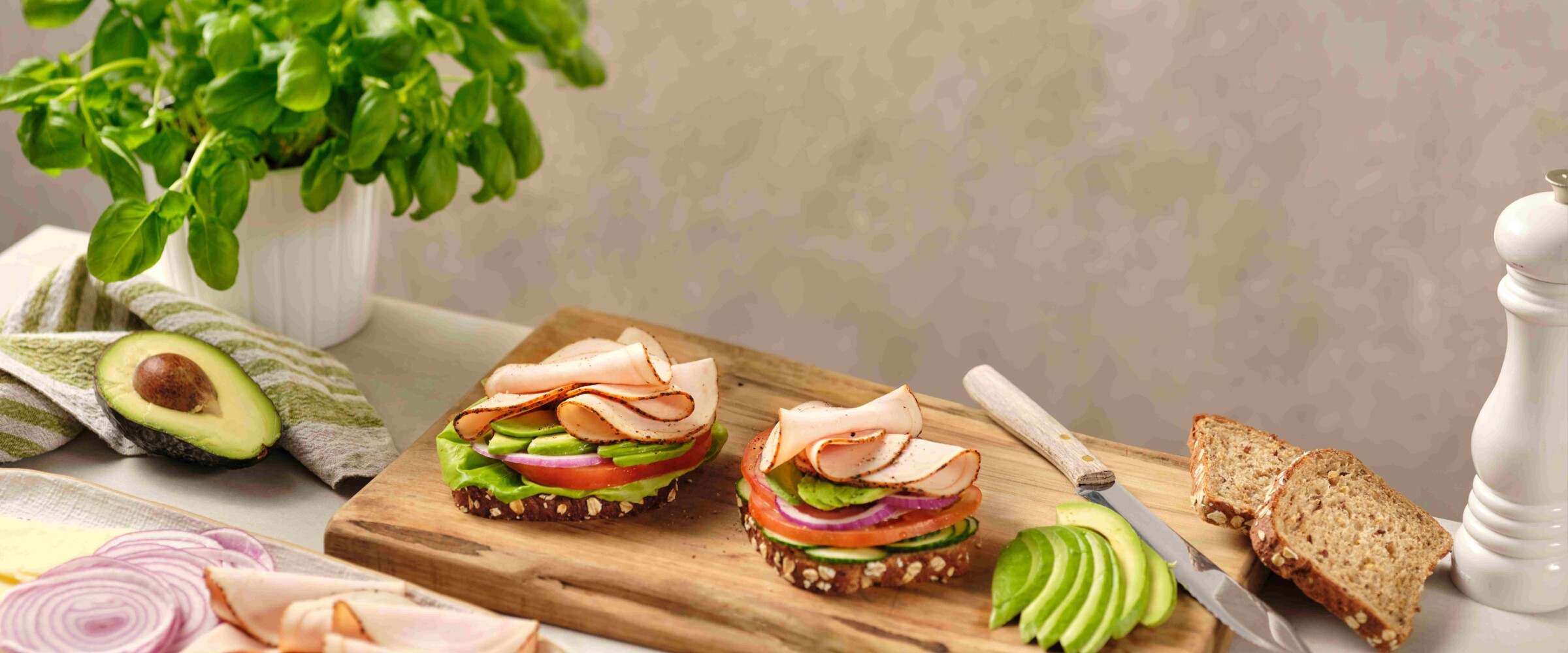 Close-up of a turkey sandwich