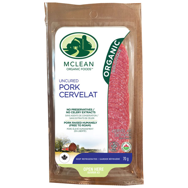McLean Meats - Organic Sliced Uncured Pork Cervelat