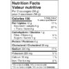 McLean Meats - Organic Traditional Pork Breakfast Sausages - Nutrition Facts
