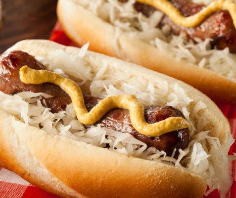 Organic Smokie with Sauerkraut